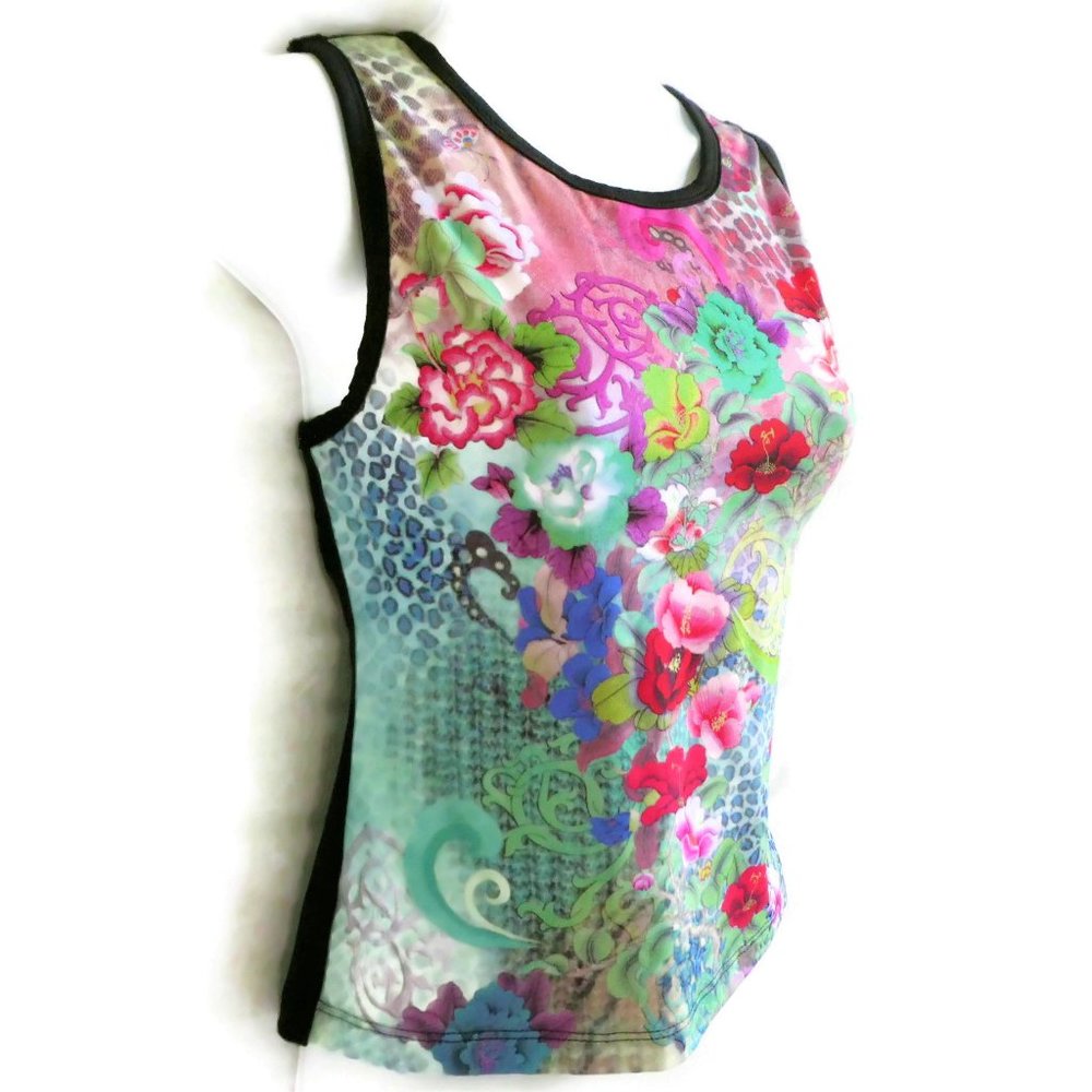 Vintage 80s 90s Head Coolmax Tank Athletic Floral Shelf Bra Sportswear USA L